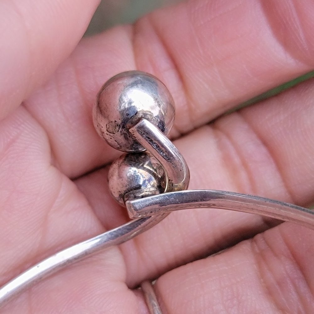 Vintage Solid 925 Sterling Silver Double Ball Bea… - image 7